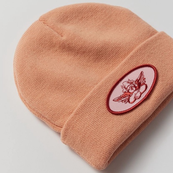 Boys Lie Logo Patch Knit Beanie NWT - Orange - Picture 2 of 5